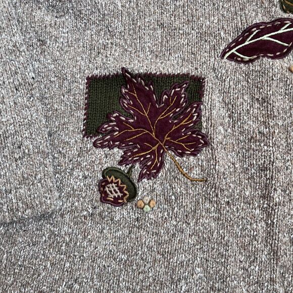 Draper's and Damon's Sweater Vintage Fall Women's M Brown Patchwork Leaves - Picture 9 of 9